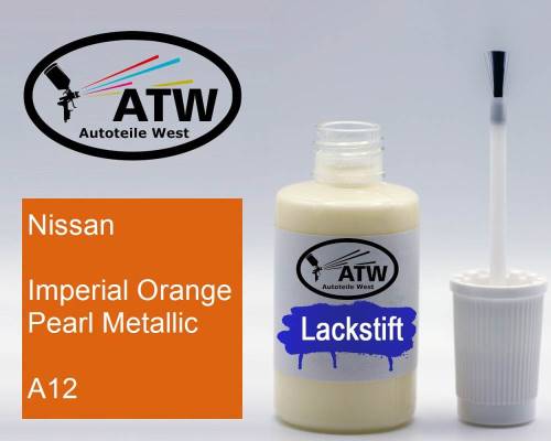 Nissan, Imperial Orange Pearl Metallic, A12: 20ml Lackstift, von ATW Autoteile West.